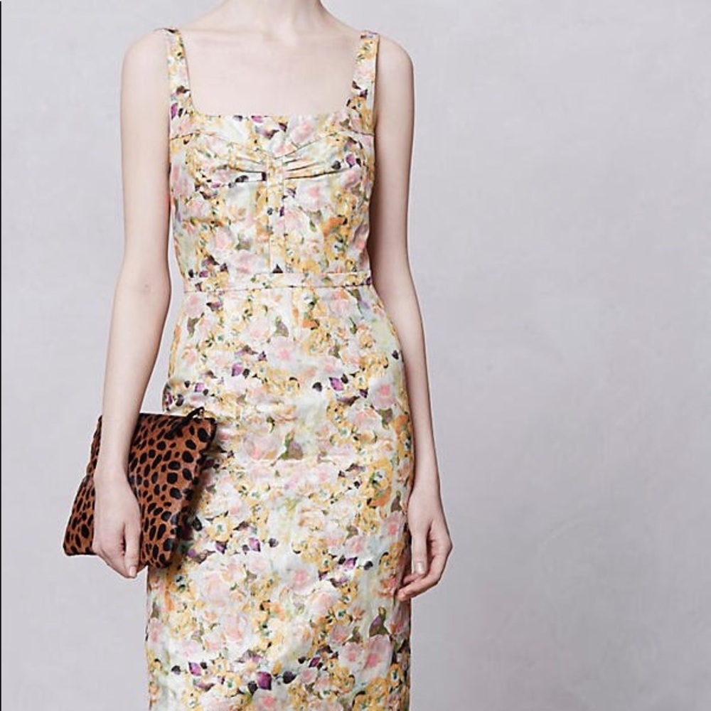 Anthropologie Brocade Dress Sheath Size 16 Shimmer (Fits more like a 10/12)